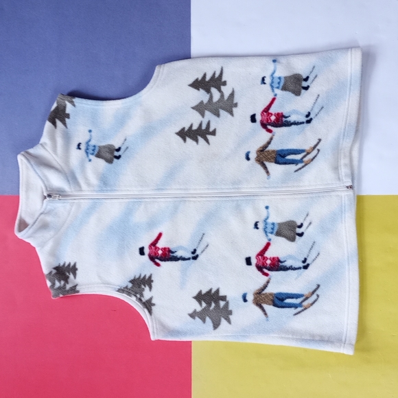 Vintage Jackets & Blazers - Vintage Skating Family On Local Pond Northern Reflections Vest